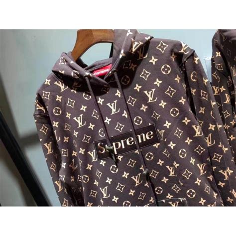 louis vuitton supreme brown hoodie|authentic Louis Vuitton supreme hoodie.